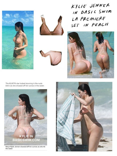 Basic Swim Peach La Premiere Bikini set collage worn by Kylie J