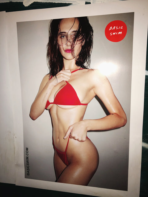 Basic Swim Wheat Paste Ad with Red La Premiere Bikini Set in NYC